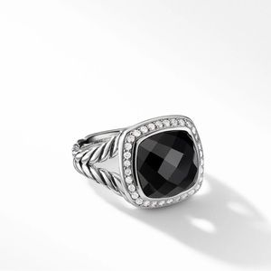 Albion® Ring in Sterling Silver with Black Onyx and Pavé Diamonds